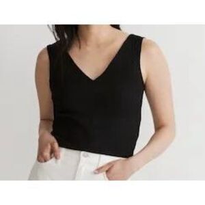 Madewell Ribbed Deep V Sweater Tank – Women’s Small Black Knit Top
